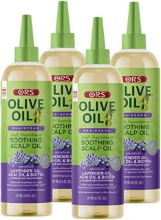 ORS Olive Oil Braidzone Soothing Scalp Oil with Lavender, Acai & Biotin for Nourishment 4.3 oz (Pack of 4)