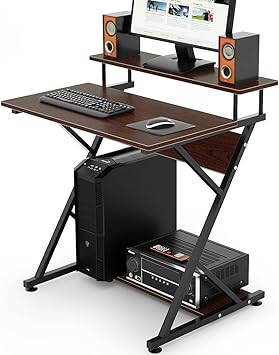 Amazon パソコンデスク Pcデスク 幅75cm 奥行60cm ワークデスク 木製 モニター台付き 収納棚付き パソコン机 デスク 作業机 テレワーク 在宅勤務 組立簡単 高強度のメラミン加工 角丸設計 パソコンデスク 文房具 オフィス用品