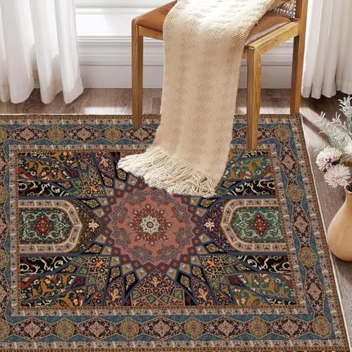 Image of ishro home 5x7 Feet 3D Jet Multi Printed Carpet Rug Runner and Carpets for Bedroom /Living Area /Home with Anti Slip Backing (Panel Harmony, 5x7 fts)