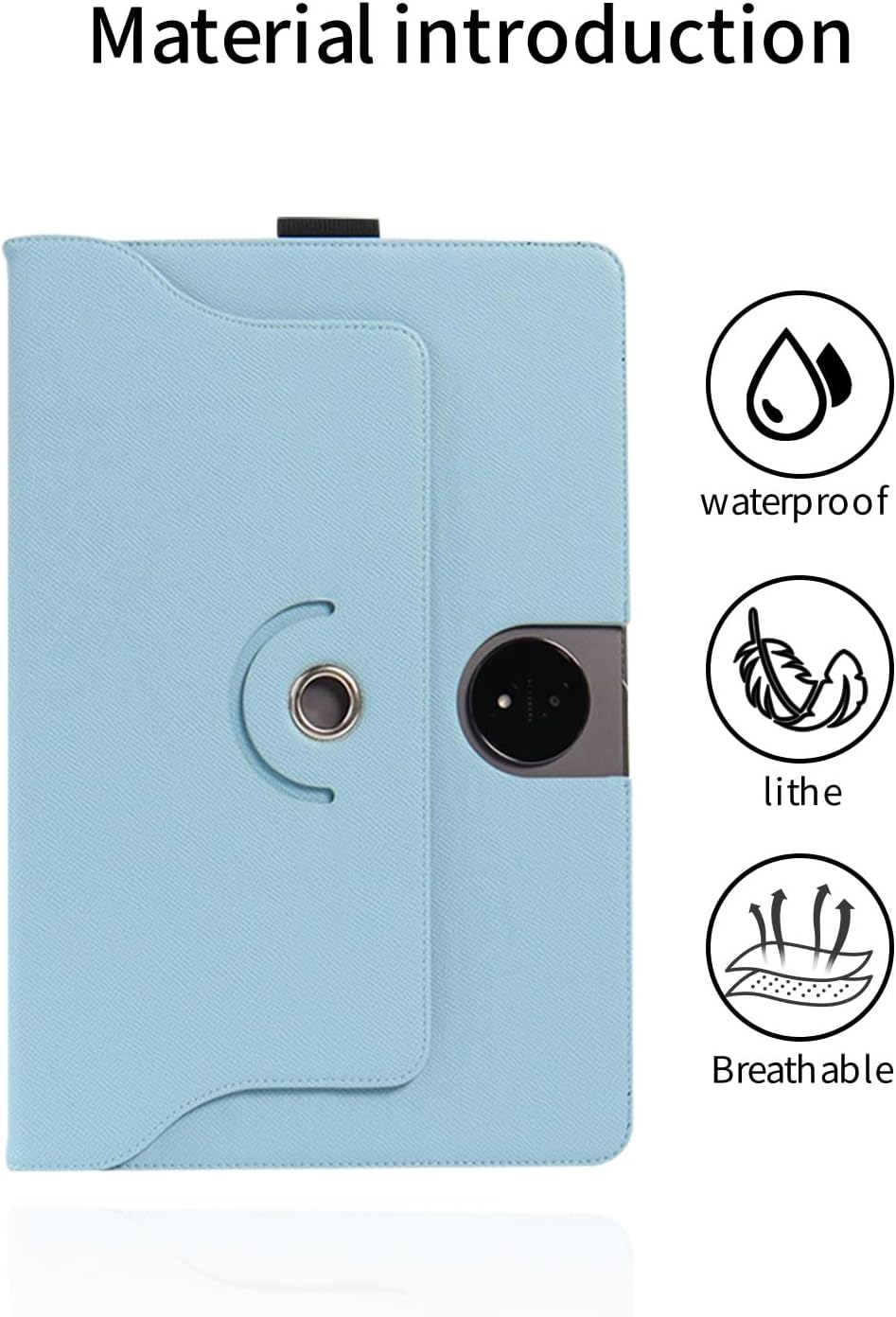for TCL TAB A1 Plus 12.2 Inch Tablet Case,BOVUGAC Folding Stand Protective Cover with Pencil Holder and Wrist Strap,Full Protection, Premium PU,Scratch Resistant,360 Degree Rotation.(Dlight Blue)