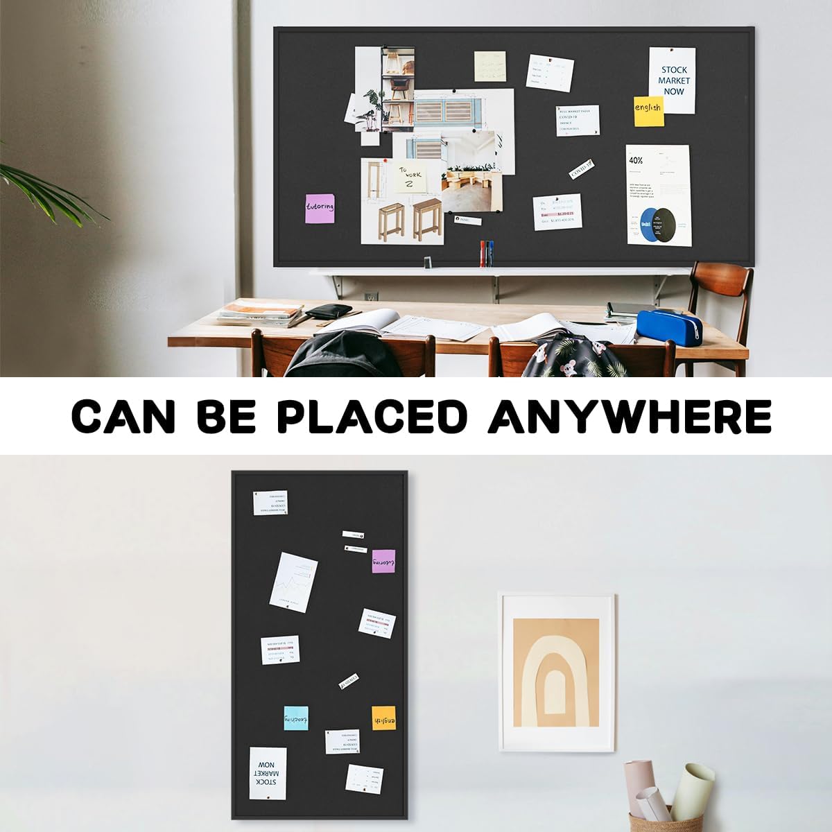 INNOVART Extra Large Cork Bulletin Board 96"X48" with 40 Push Pins, Corkboard with Black Wood Frame, Cork Notice Board Message Board for Wall, Wall Mount Framed Pin Board for Home, Office, School