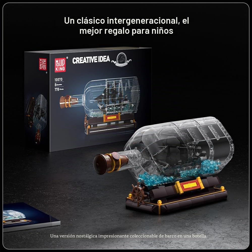 Mould King 10070 Barco Pirata En Bloques De Construcción De Botellas Bloques De Sujeción De Veleros De Perlas Negras Niños a Partir De 8 Años (778 Piezas)