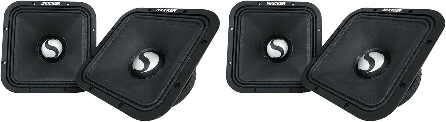 KICKER (4) ST9MR 9" Street Series Square Mid-Range Car Speakers 4-ohm (49ST9MR4)