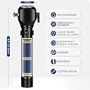 GREEVA Aluminium 7 Mode Rechargeable Solar LED Torch Flashlight, Power Bank, Car Emergency Tool with Window Breaker, Magnet, Cutter, Compass for Travel, Camping Hiking Security (Black) gallery image