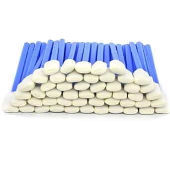50pcs 5.11" Square Rectangle Foam Cleaning Swab SticksBlue