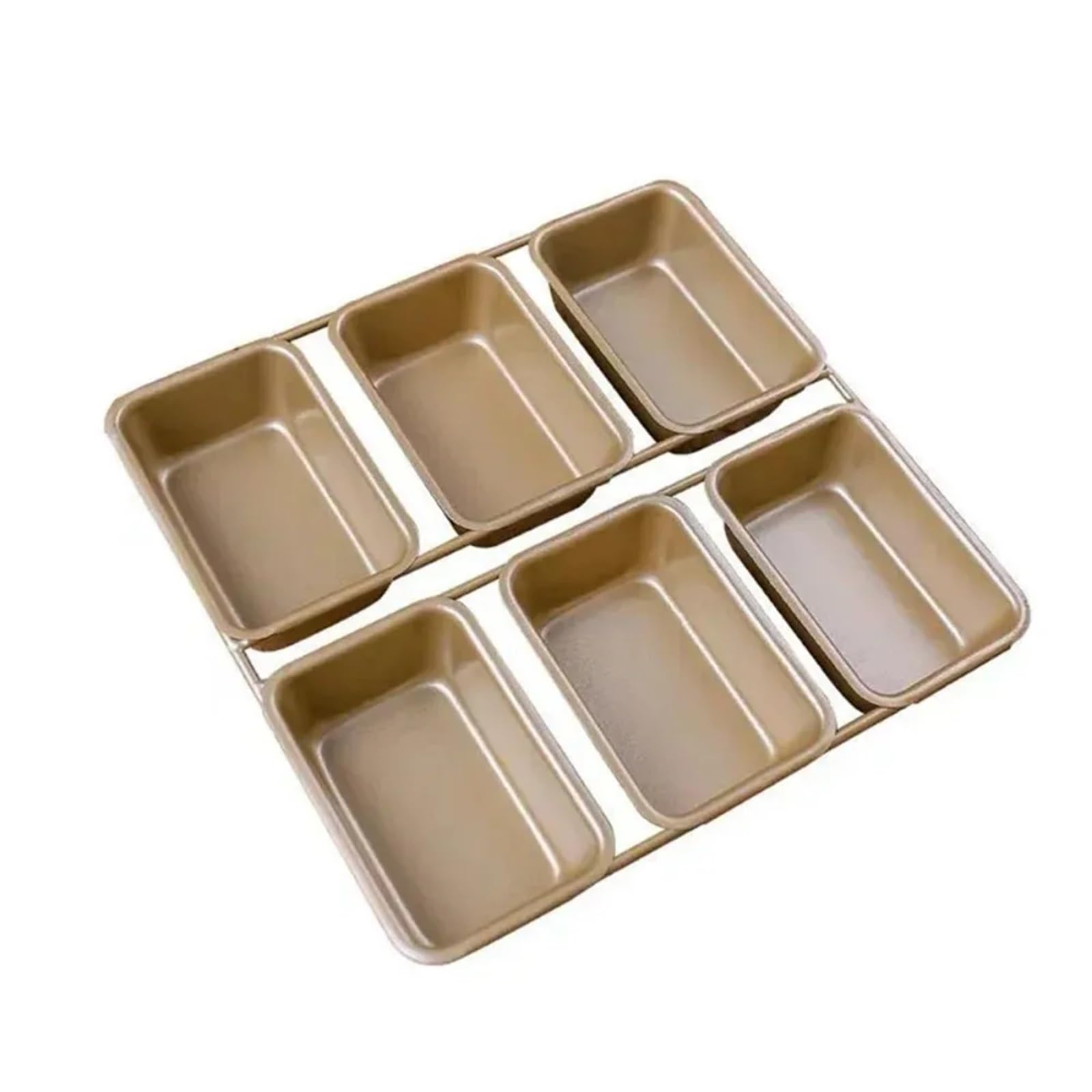 Molde cuadrado para 6 tazas, mini pan, hamburguesas, magdalenas, magdalenas, moldes para hornear en el hogar, bandejas de horno, herramientas para pasteles (molde dorado para pan)