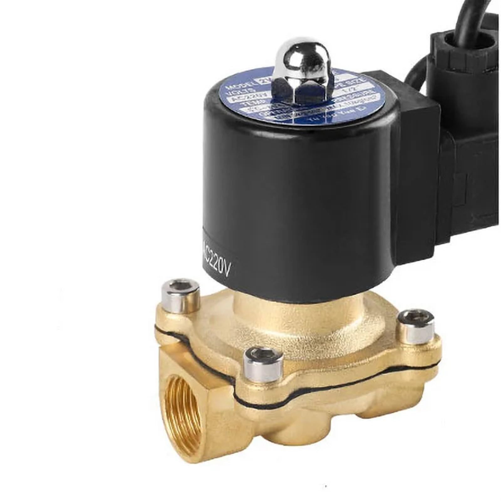 1/2" Waterproof Brass Solenoid Valve Normally Closed Fountain Valves for Underwater220V 110V 24V 12V 24v (NPT-24VDC-EPDM-SEAL)