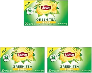 Lemon Green Tea Bags, Flavored, Unsweetened Teabags for Hot Tea or Iced Tea with Caffeine and Flavonoids, 20 Total Tea Bags (Pack of 3)