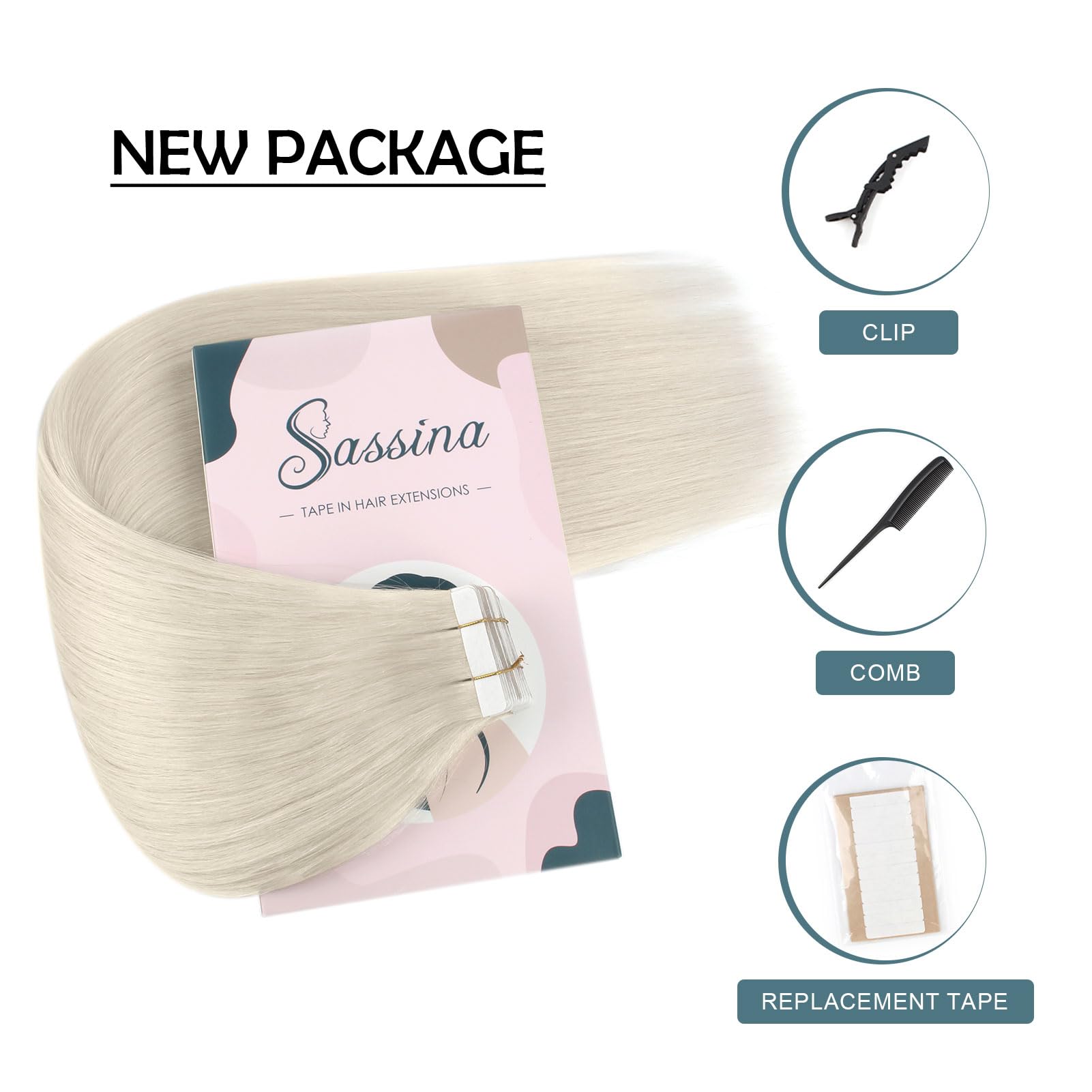 Sassina Tape in Extensions Echthaar 50cm Unsichtbare Blond Extensions Tape in Haarverlängerungen Echthaar Unsichtbare Nahtlose Skin Weft Tape in Echthaar 50g #1000 20 Stück