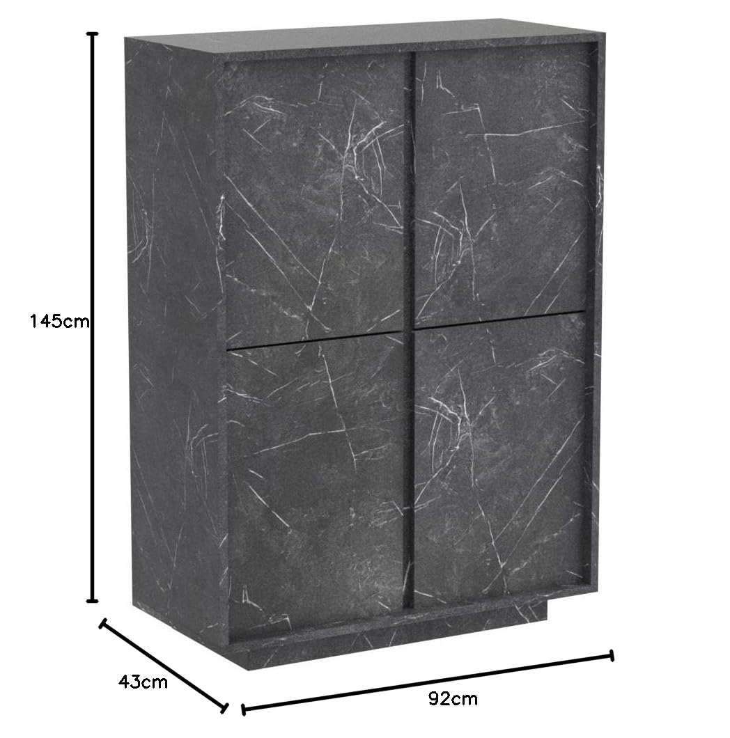 Web Convenienza Madia con 4 Ante Made in Italy – Credenza Contenitore Collezione Carrara per Soggiorno Cucina Ingresso Sala da Pranzo Mobile Design moderno originale Marmo Nero