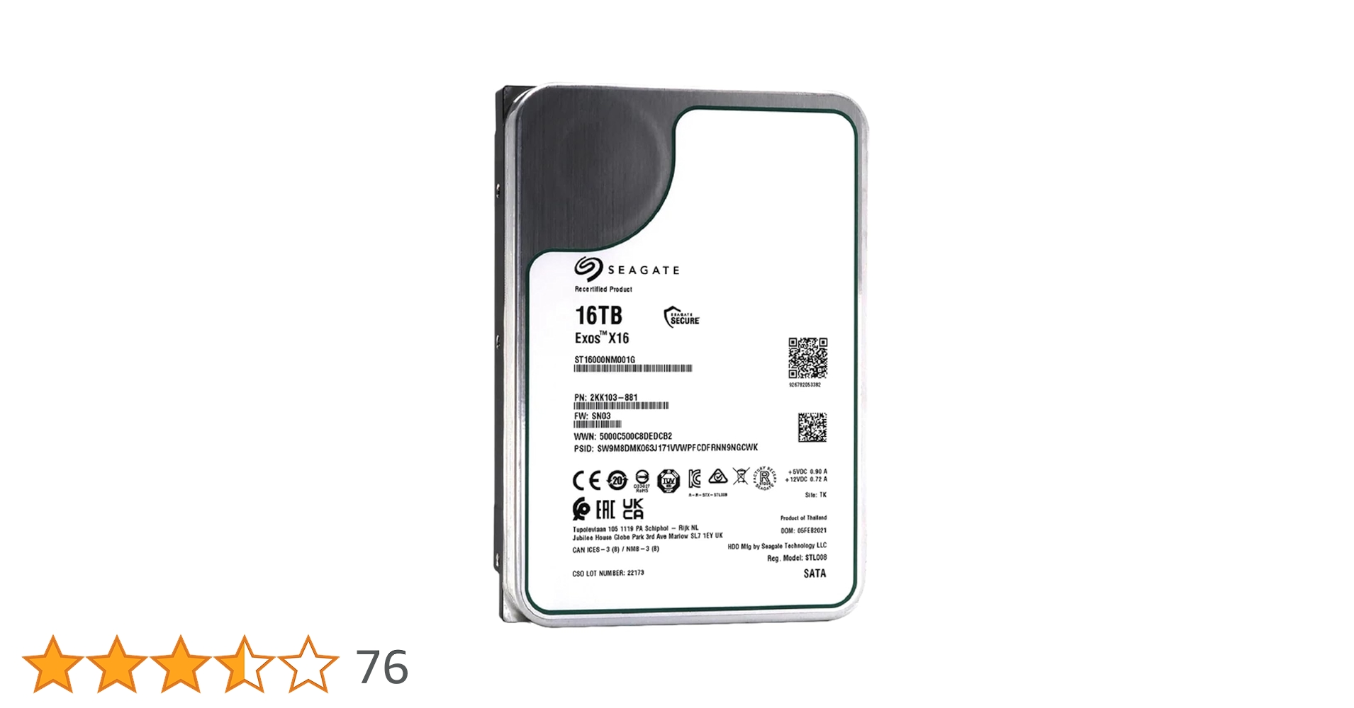 Amazon | 【整備済み品】 Seagate Exos X16 SATA 512E CMR 内蔵