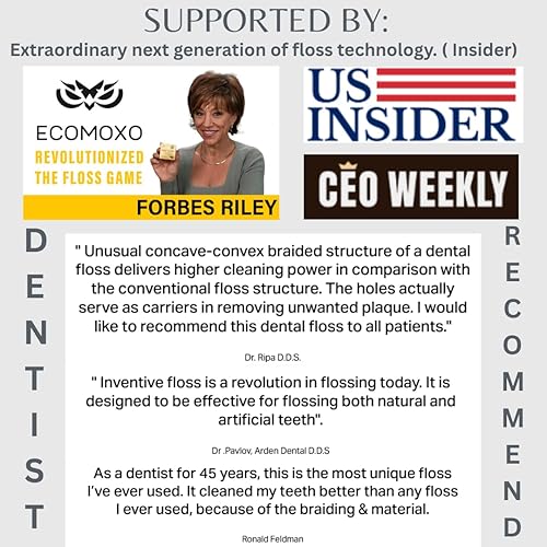 Miniatura 4 de Wise Floss - Hilo dental tejido patentado con dispensador reutilizable, 2 recambios (menta) – 100 yardas (suministro de 6 meses) de hilo dental