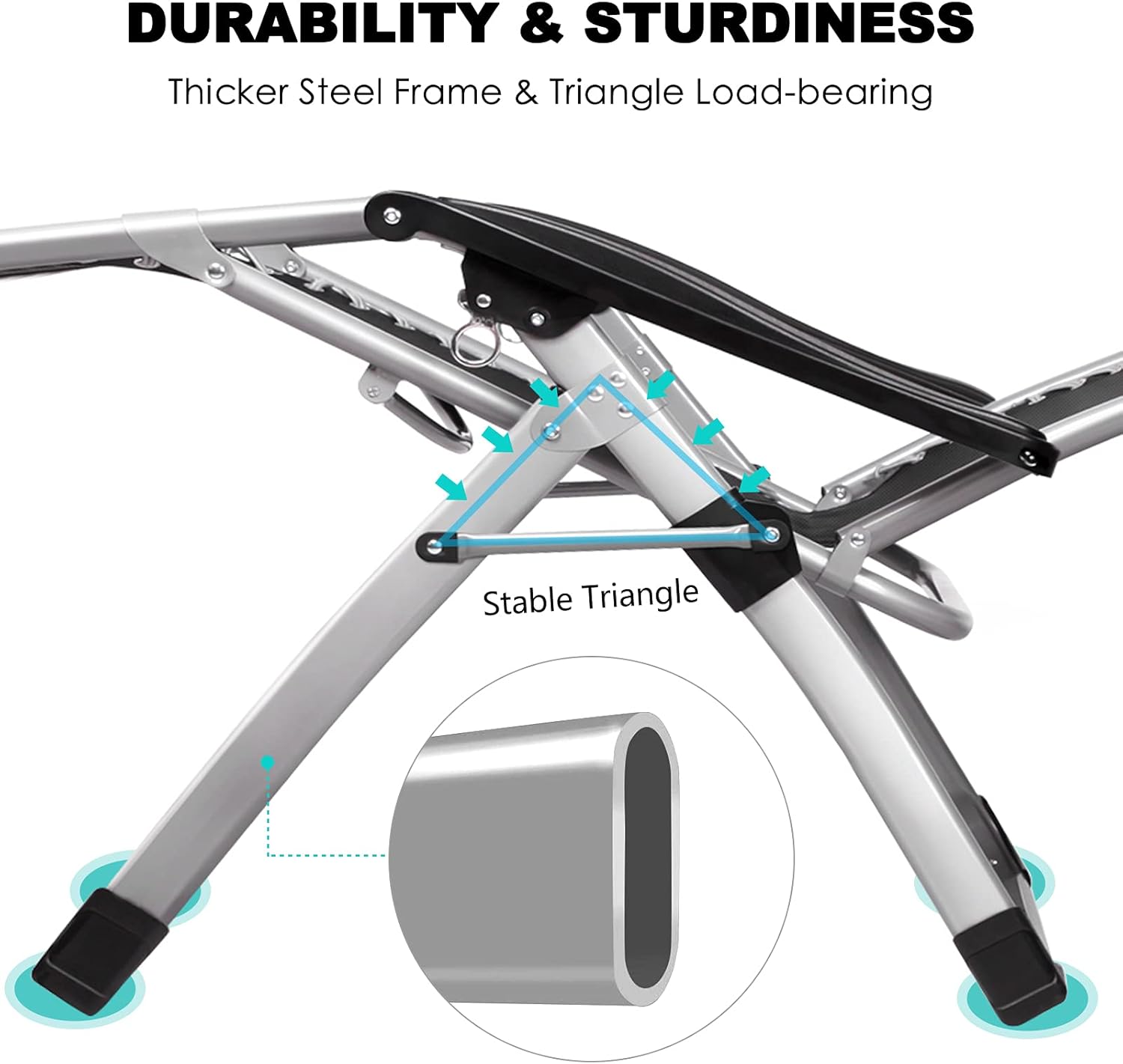 SLSY Zero Gravity Chair, Lounge Chair with Removable Pad & Cup Holder for Indoor and Outdoor, Ergonomic Patio Recliner, Folding Reclining Chair for Adults (Black w/Gray Pad) : Patio, Lawn & Garden