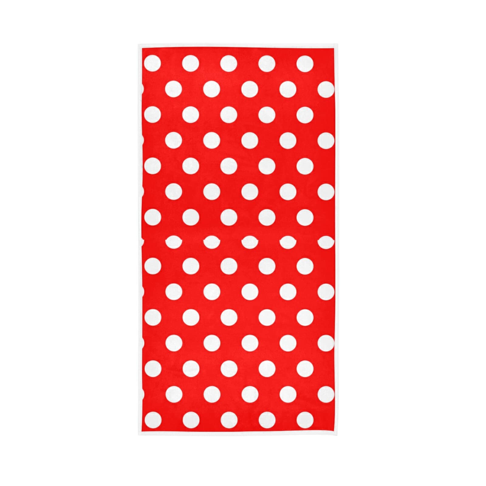 LSRCPD Seamless White Polka Dots on Red Soft Hand Bath Towel 30" x 15" Thin Fast Drying Absorbent Soft Towels for Kitchen Gym Spa Hotel Beach