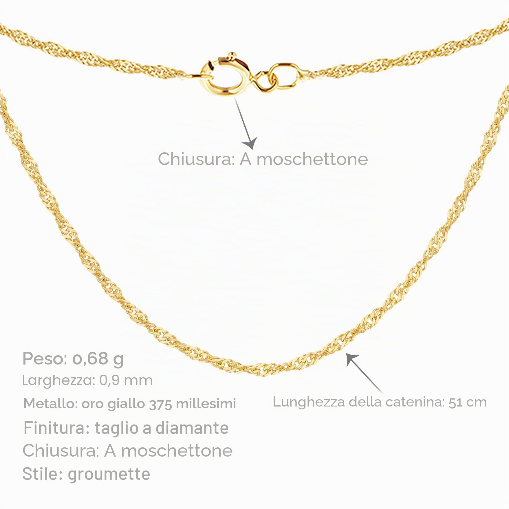 Carissima Gold Collana da Donna, in Oro 9K (375)