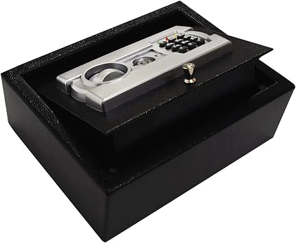 MRG Electronic Numeric Keypad Safe Small Numeric Keypad 2-Way Mini with 2 Dedicated Keys Up, Key Lock, Security Box, Security Box, Anti-theft Prevention, Electronic Lock, Hotel Safe, Commercial Use, Stores, Office Use, Reception, Cash Box, Compact, Durable, Black