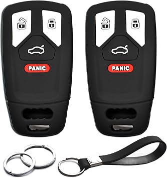 2pcs Fit for Audi A4 A5 A6 A7 A8 Q5 Q7 R8 RS7 S4 S5 S6 S7 S8 SQ5 TT allroad Quattro Sportback Key Fob Cover Case Key Chain Protector Keyless Remote Holder