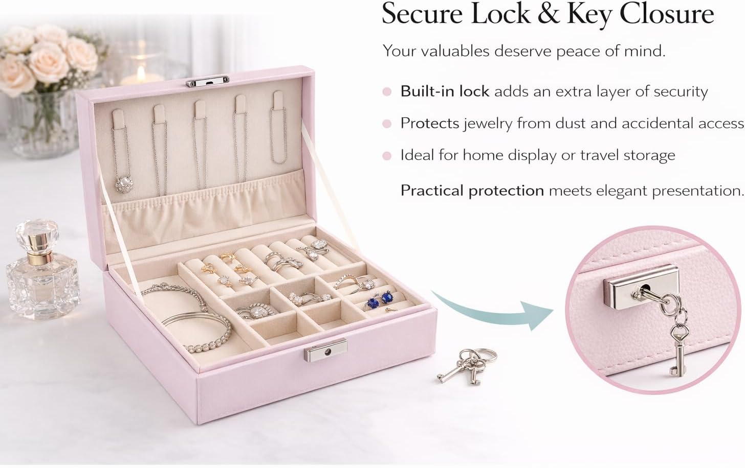 2-Layer Elegant, Modern Jewelry Case (Midnight Espresso)