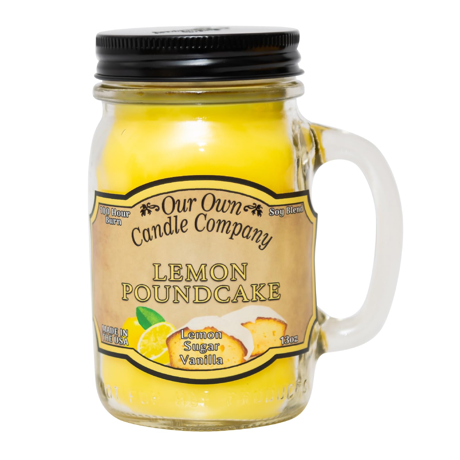 Lemon Pound Cake Scented 13 Ounce Mason Jar Candle