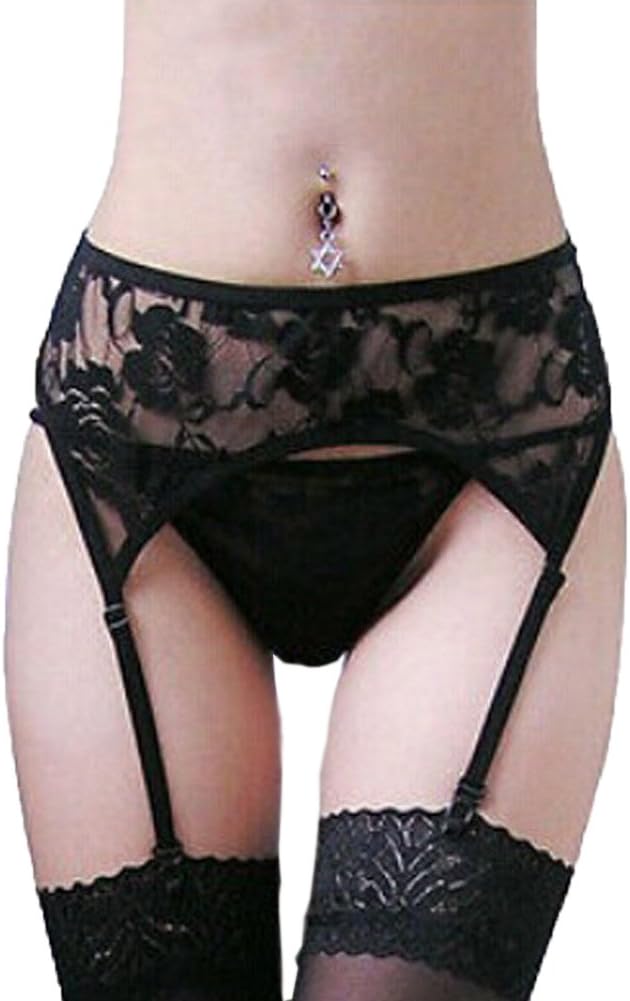 MAKFORT Womens Sexy Garter Belt Lace Lingerie Thigh High Stockings with Suspender Belt