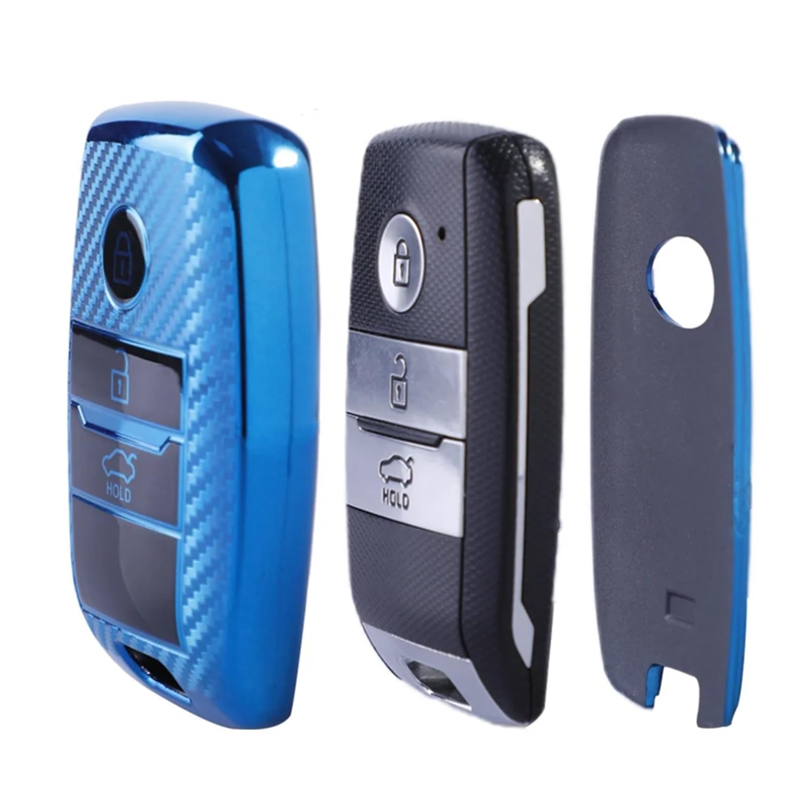 ZKSHPS Custodia Portachiavi In Pelle TPU Per KIA - 3 Pulsanti, Anti Graffio, Con Portachiavi (Modelli: Picanto, Sportage, Niro, Optima, Ceed, Sorento, K2-K5)