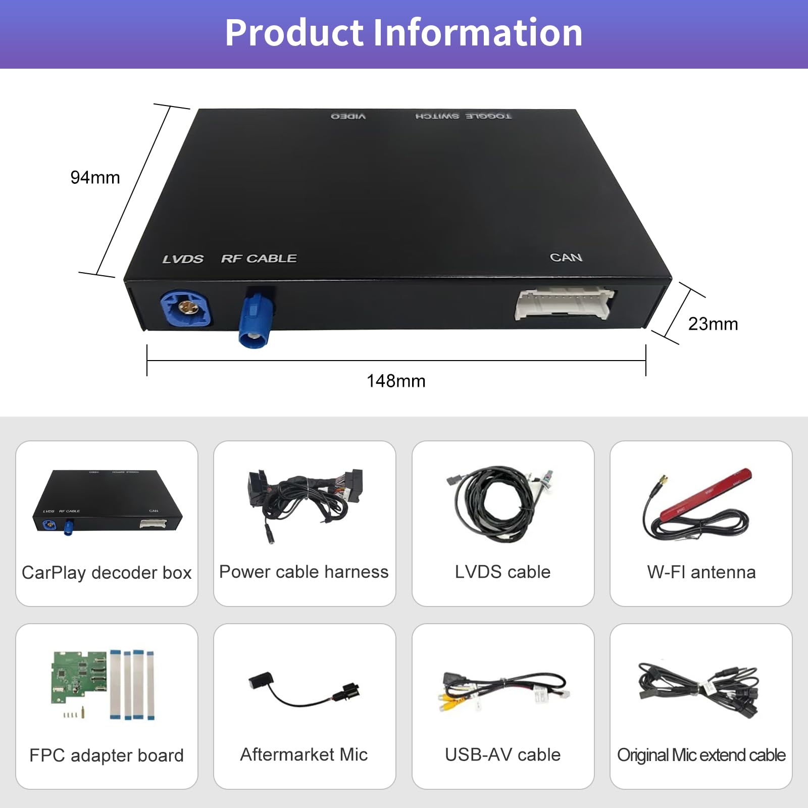Road Top Module CarPlay sans Fil pour Porsche avec PCM 3.0 | Compatible Cayenne/911/Cayman/Boxster (2008–2012), Android Auto sans Fil, Interface Décodeur CarPlay, MirrorLink
