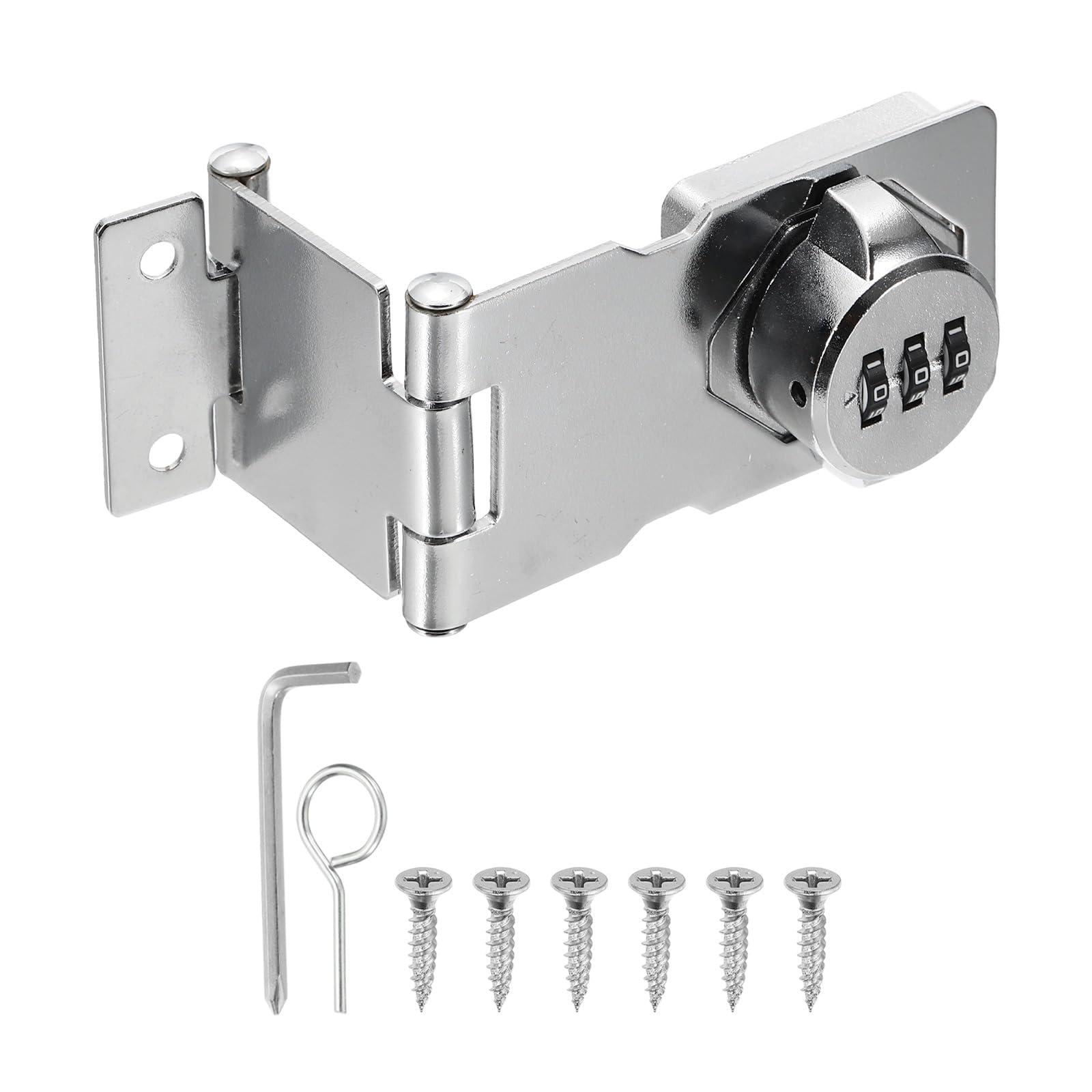 sourcing map Keyless Cabinet Lock with Combination Code - Three-Section Password Hasp Latch Lock Mechanical Password Rotary Hasp, for Office Filing Cabinets Drawer Closet Cupboard, Silver
