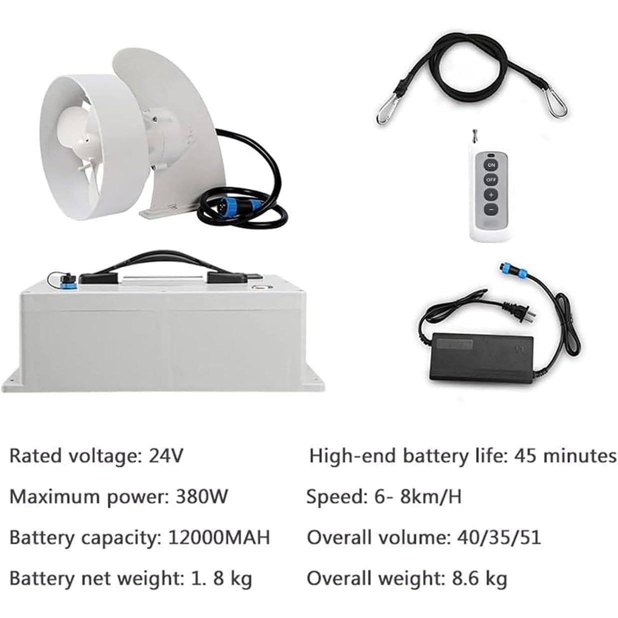 Propulseur électrique Sous-marin 288W Pour Planche De Surf Ou Paddle - 12V, Vitesse 4-5 Km/h - Batterie 22Ah Incluse - Télécommande étanche