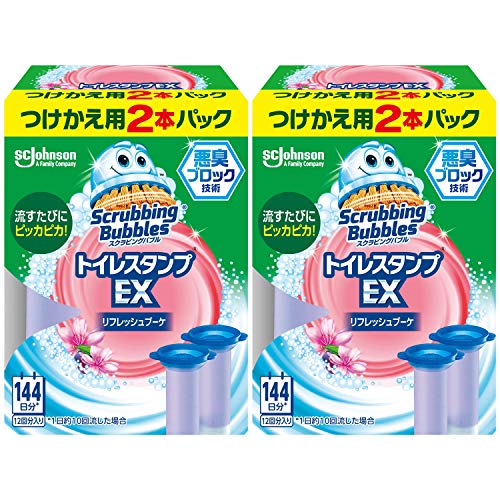【まとめ買い】 トイレ洗浄剤 スクラビングバブル トイレスタンプEX リフレッシュブーケの香り 付替用 (2本...