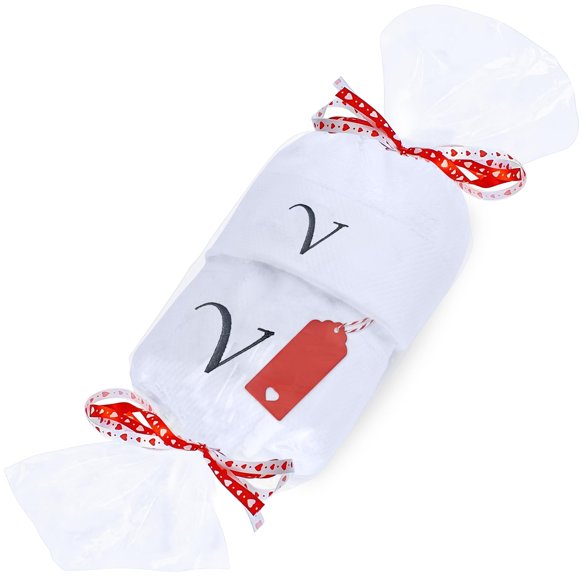 Luxury Monogrammed Towels Set - 2 Pack Soft Cotton Bath and Hand Towel Set - White Bath Towels for Hotel, Gym & Beach - Valentine’s Day Gift for
