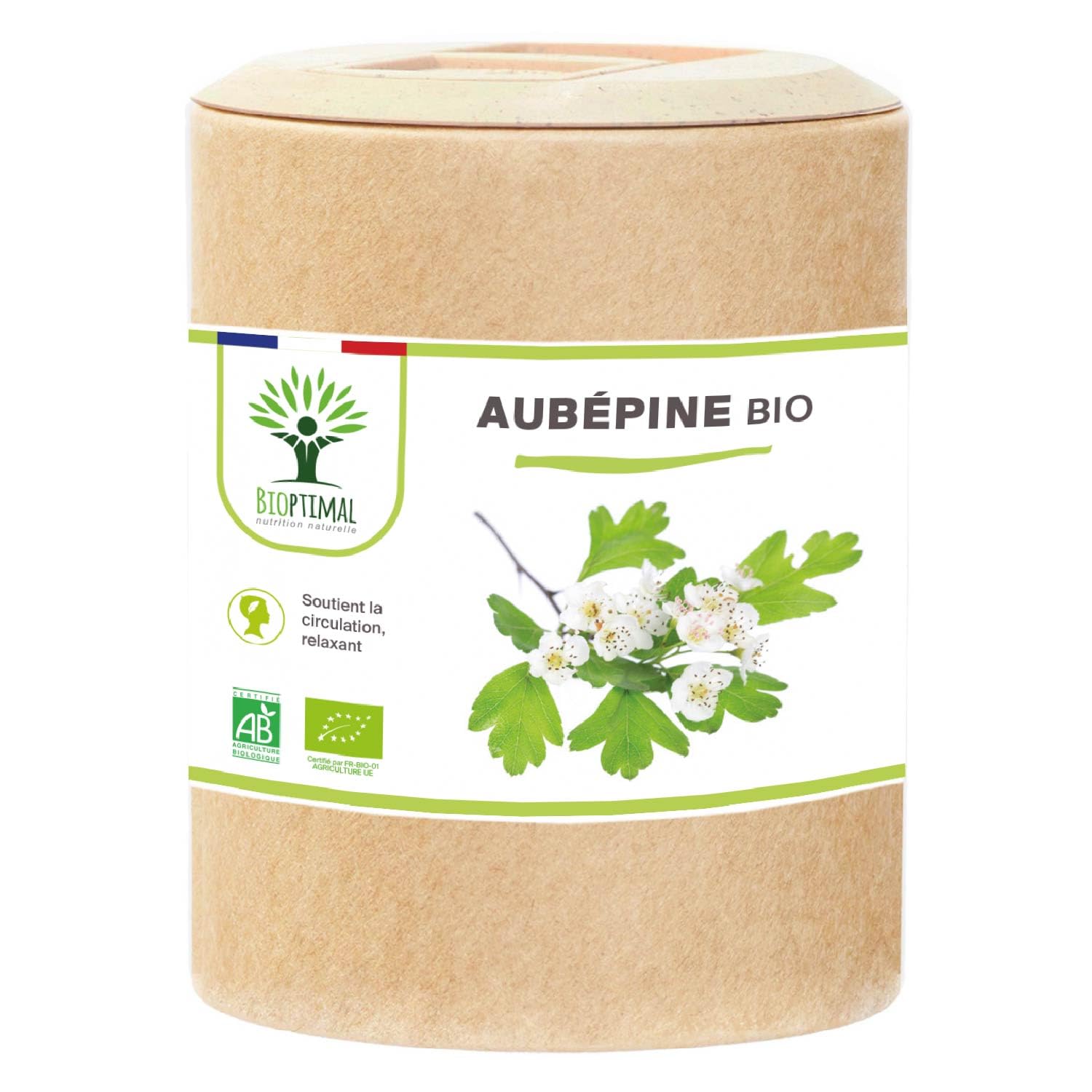 Aubépine bio - Bioptimal - Complément alimentaire - Sommeil Anti-Stress Anxiété - 100% Sommité Fleurie en Poudre Pure - 300mg par Gélule - Fabriqué en France - Certifié par Ecocert - 200 gélules