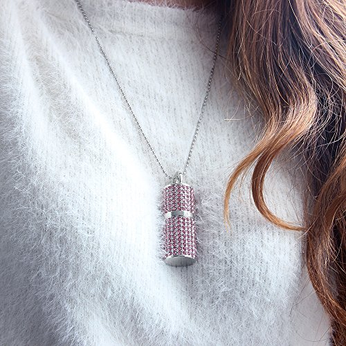Chuyi Cool Rhinestone Diamond Crystal Glitter Lipstick Case Shape 64Gb Usb 2.0 Flash Drive Shining Jewelry Necklace Bling Jump Drive Gift (Pink) #TOP4