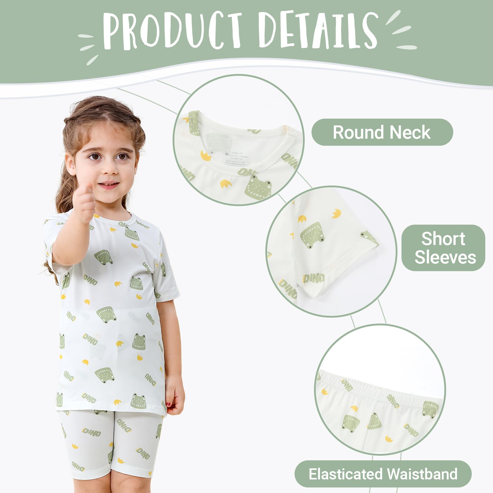 HAHASHOW Pigiama Bambina Estivo bambù Completi Estivi Bambino Traspirante Maglietta Bambino e Pantaloncini Bambina 2-8 Anni