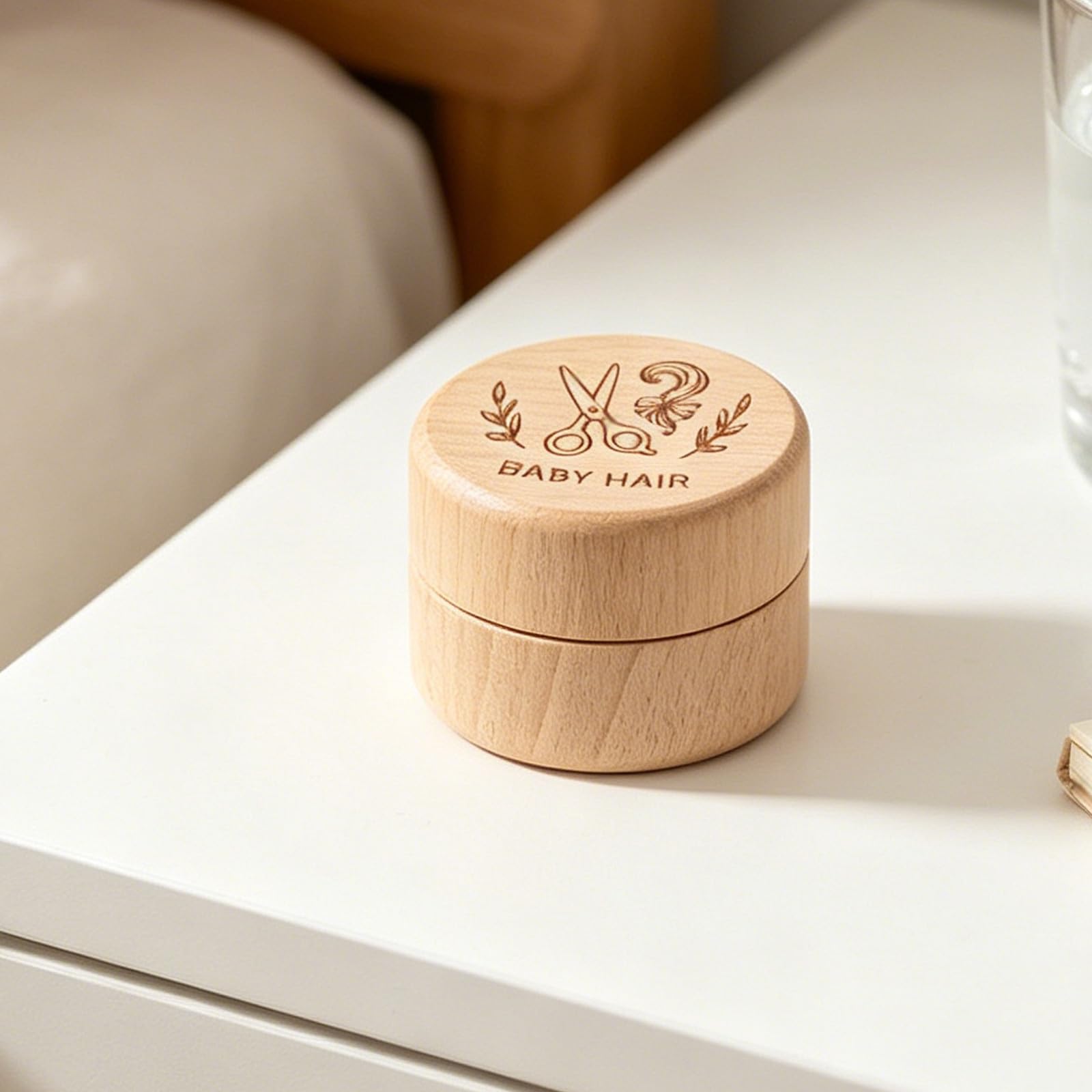 minkissy Caja de Recuerdo para Cordón Umbilical de Madera, para Guardar Pelo y Dientes de Ñiño, Adecuado para Cómoda o Mesita de Noche