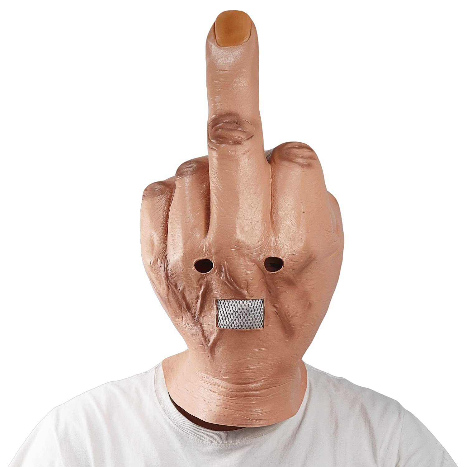 Infinity Gauntlet Middle Finger Mask Adults Creepy Realistic Middle Finger Halloween Costume Mask Full Head Latex Mask Cosplay Party Props