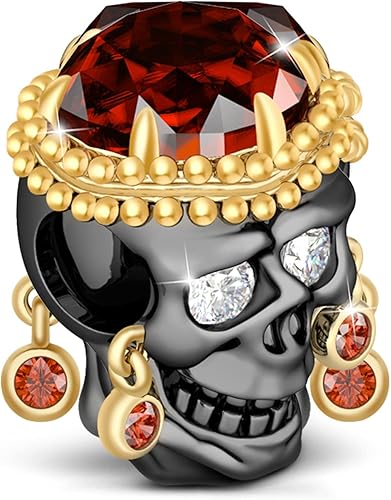 Miniatura 8 de GNOCE Dijes de calavera chapados en oro rosa, dije de plata de ley 925, se adapta a pulseras, collares, mujeres, hombres, niñas, niños, regalos de