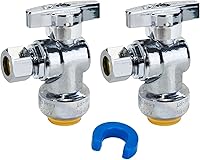 Vista 17 de SUNGATOR Paquete de 2 válvulas de parada angular, válvula de cierre de agua angular de 1/2 x 1/4 de pulgada, cierre de agua del inodoro, 1/4