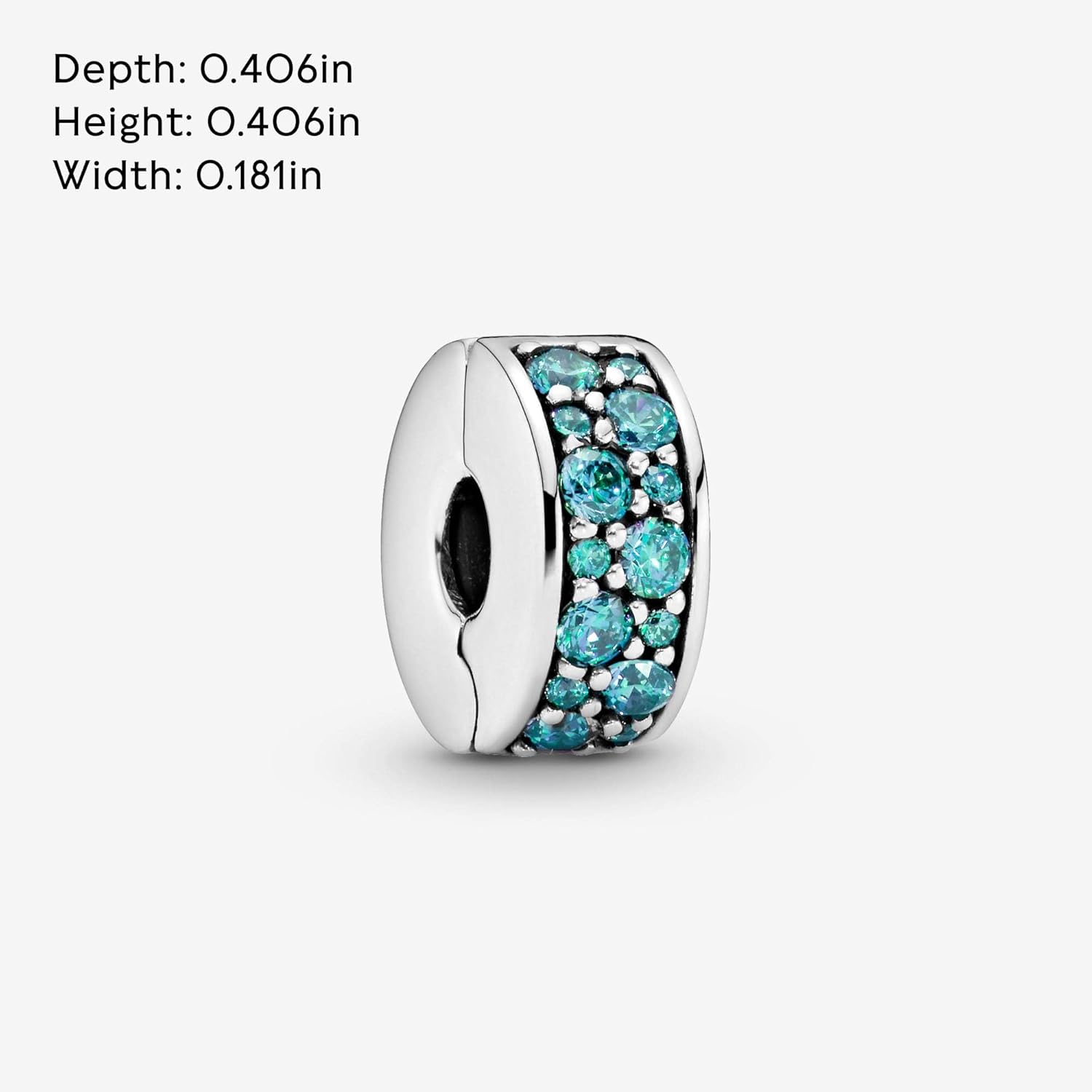 PANDORA Shining Elegance Clip Charm, Sterling Silver, Teal Cubic Zirconia, One Size - Image 6