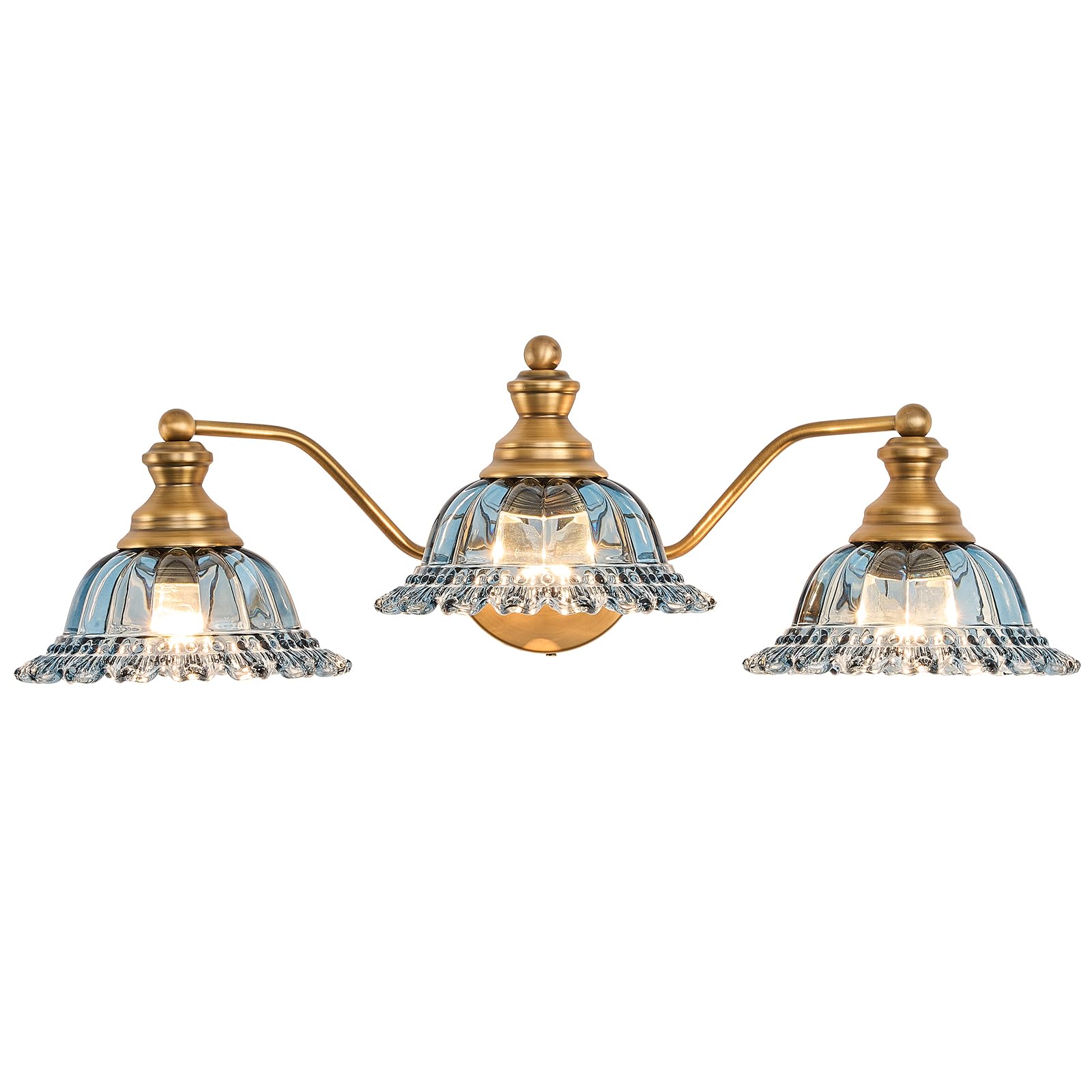 Brass Grey Blue 3 Light Vanity Light