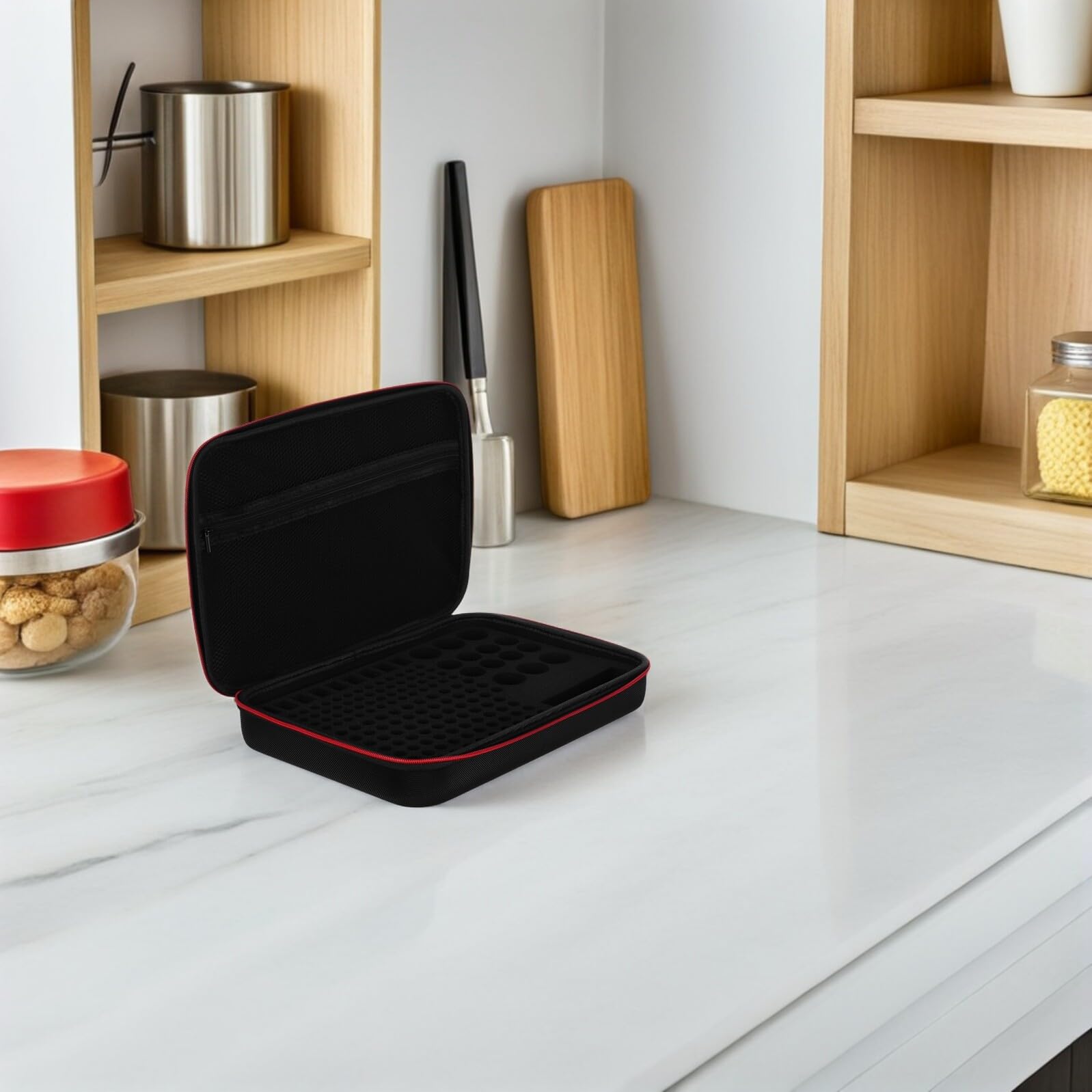 jojofuny Custodia per Batterie Eva Ignifuga Maniglia Portatile, Organizer Compatto per Aa Aaa Batterie a Forma Cilindrica d 9v al Litio, Scatola Antiurto per Uso Domestico, Garage e Viaggi
