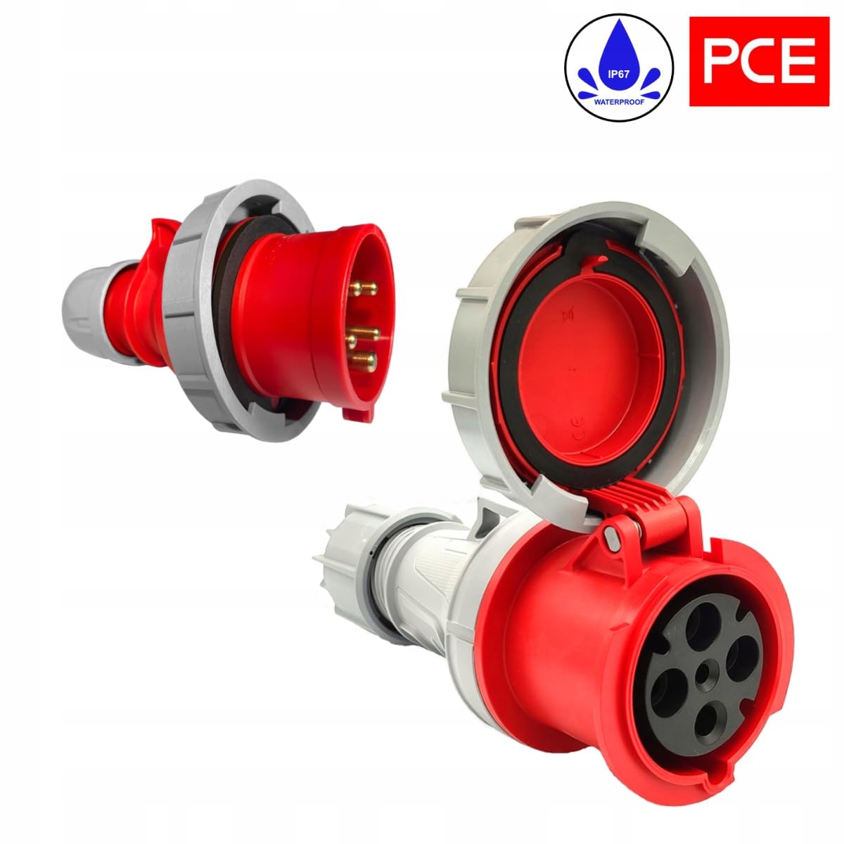 Hilark cable tech H07RN-F 5x6 mm2 Adaptateur CEE 32A 5P (fiche) à 63A 4P (Prise) IP67 1m