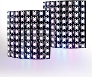 WS2812B RGB LED Digital Flexible Individually Addressable Panel Light WS2812 8X8 16X16 8X32 LED Module Matrix Screen DC5V (2Pack 8X8 64Pixels)
