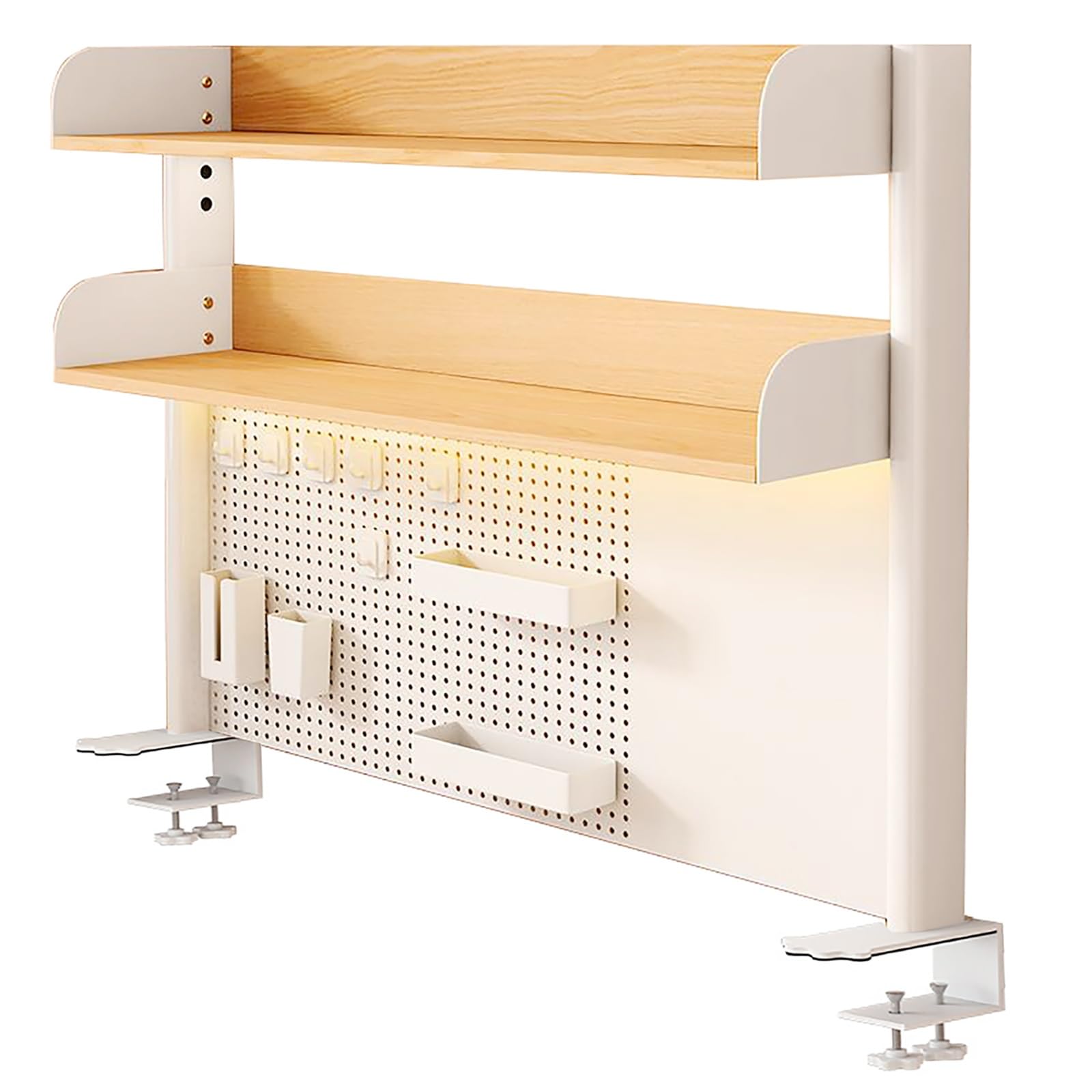 Desk nizer Étagère avec pince de serrage - Table d'extension moderne pour accessoires de table - Finition naturelle (100 x 95 cm)
