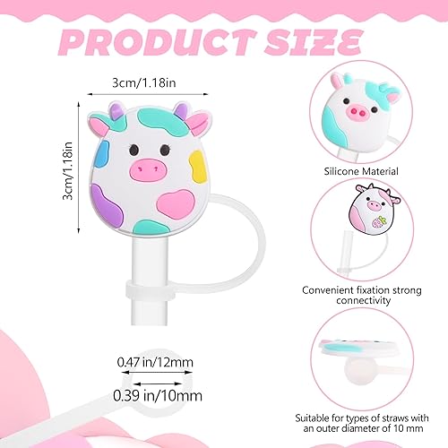 Miniatura 9 de 8 tapas de pajita, cubierta para popotes Stanley de 30 y 40 onzas, tapas de silicona lindas en dos formas, tapas de paja portátiles para puntas de
