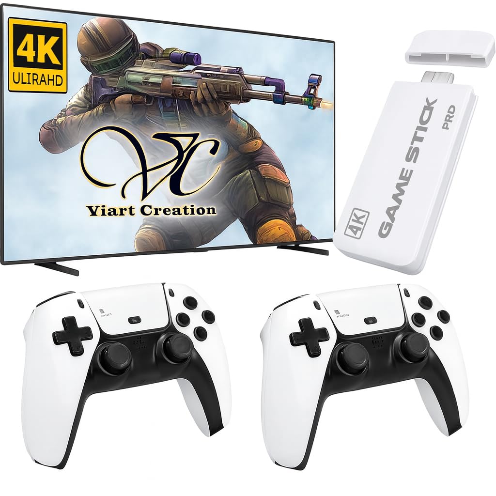 2026 (New) Upgraded 4k TV Video Game Gaming System, Plug & Play Video TV Games HD with Wireless 2 Controllers for Men/Women/Girls/Boys/Adult/Kids White