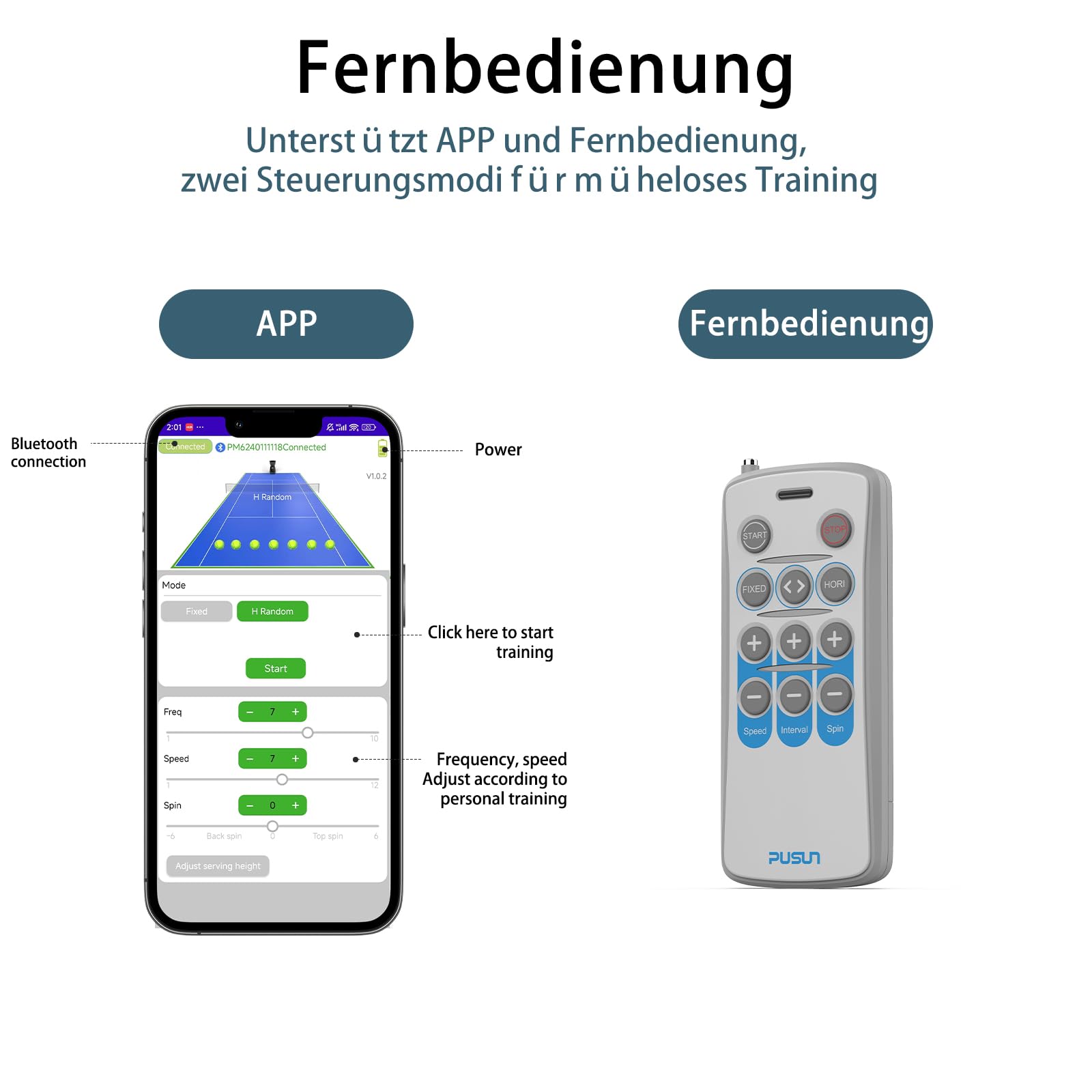 PUSUN PT-MINIPro Tragbare Tennisballmaschine - Leichte Indoor-Tennismaschine mit APP-Steuerung, 65-Ball-Kapazität & Lehrsystem, Intelligenter Tennistrainer für Schulen (3-5 Stunden Akku)