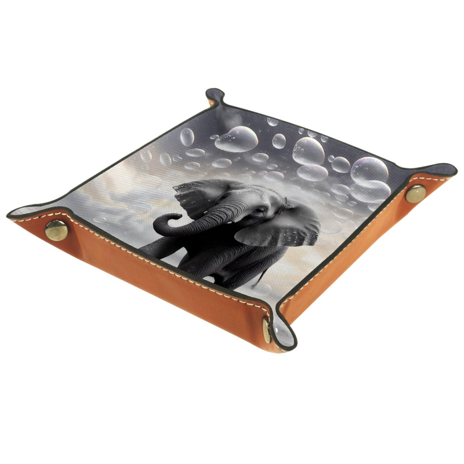 VAPOKF Elephant Bubble Portable Dice Rolling Tray, Microfiber Leather Dice Holder Game Box for D&D, RPG, Table Games or Desktop Phone Key Storage, 20.5 × 20.5 cm