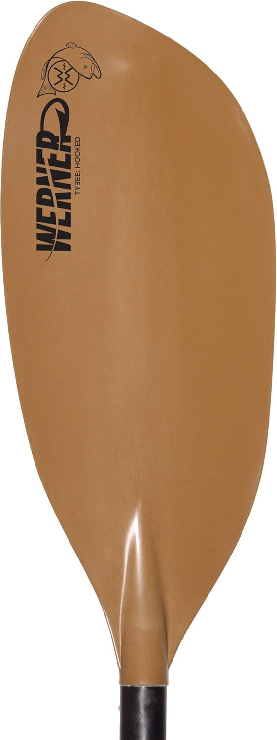Werner Tybee Hooked Adjustable Fiberglass-Reinforced Kayak Fishing Paddle-Brown-220-240cm