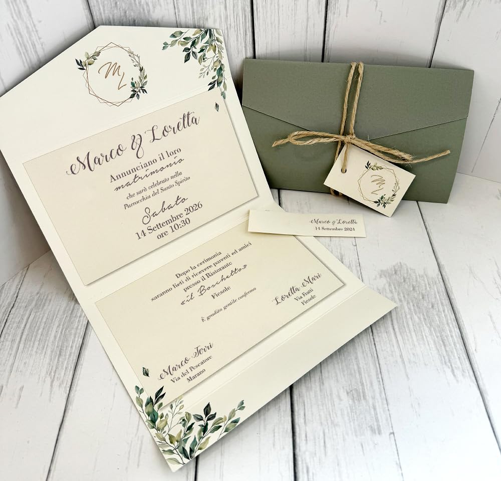 30 SET partecipazioni Nozze Personalizzate inviti Matrimonio BUONANNO cod. H006