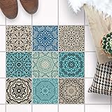 Fliesen Sticker für - [ Boden Fliesen ] - Aufkleber Folie Sticker für Boden-Fliesen - Küche oder Bad I Fliesenaufkleber als Alternative zu Fliesenfarbe I 20x20 cm - Design Marokkanisch